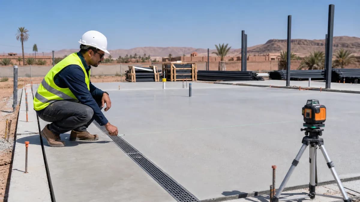Contrôle de la dalle béton et du drainage d’un terrain de padel au Maroc