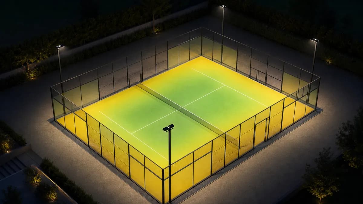 Visualisation de l’uniformité lumineuse sur un terrain de padel équipé de LED