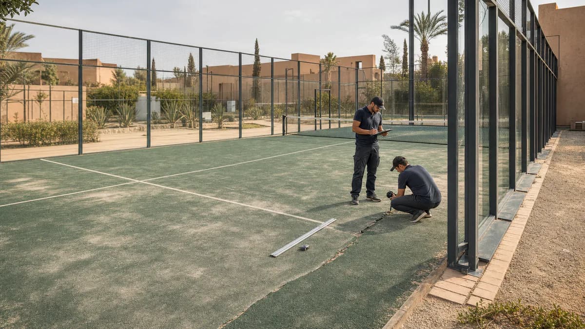 Audit d'un terrain de padel usé avant rénovation au Maroc