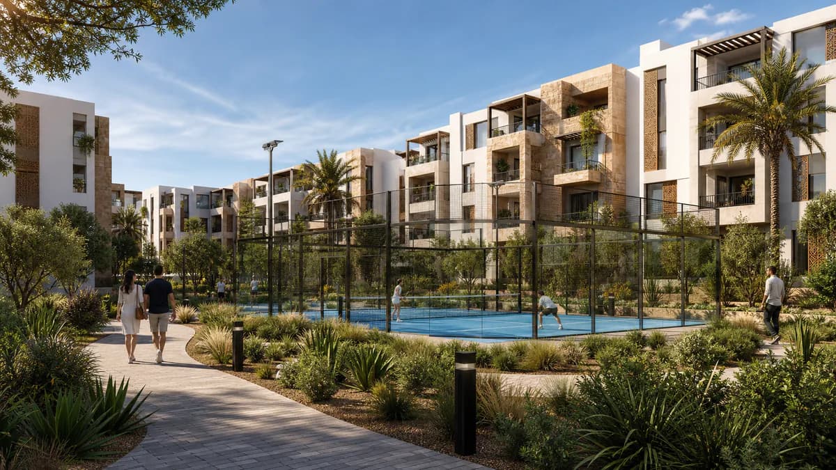 Terrain de padel intégré à une résidence immobilière moderne au Maroc